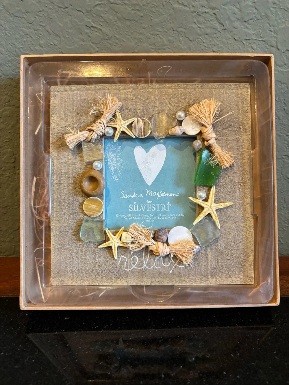 Silvestri Sandra Magsamen Decorative Square Wood Relax Beach Themed Photo Frame